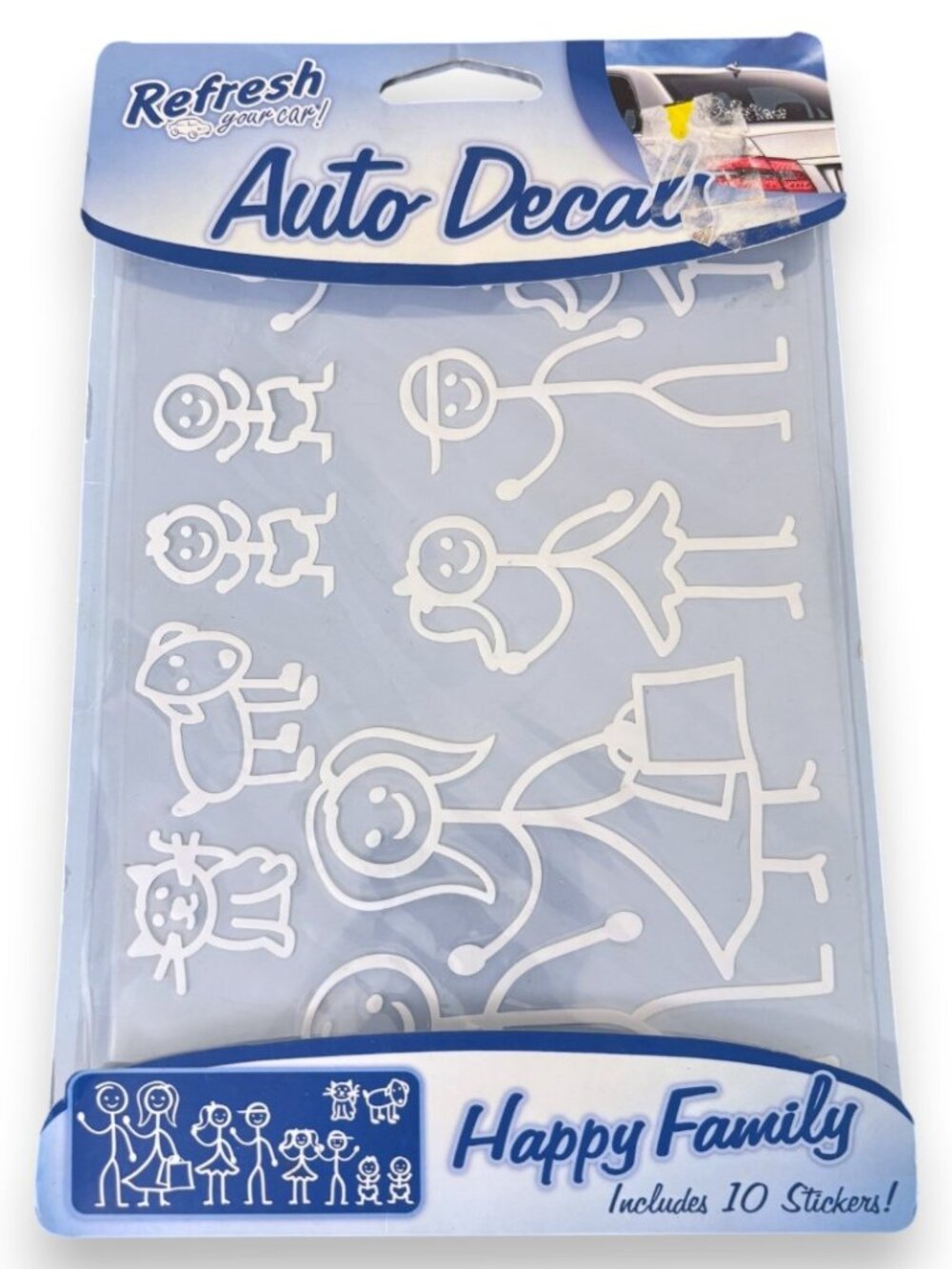 Happy Family Auto Car Window Stick Figure Decal Sticker 10pc Mom Dad Kid Dog Cat